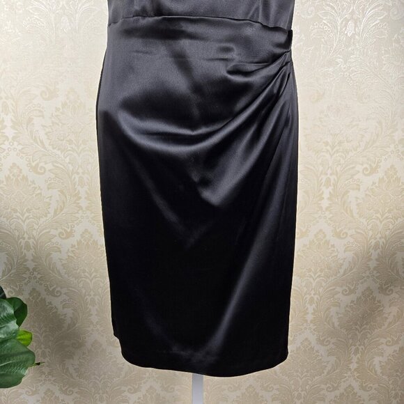 White House Black Market Size 2 Black Cocktail Dress Ruffle Sweetheart Neck - Picture 3 of 14